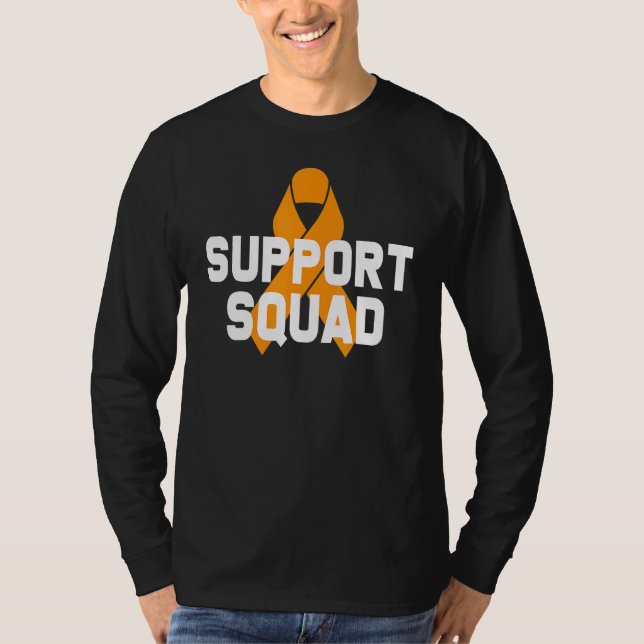 Leukemia Awareness Support Squad Orange Ribbon T Shirt (Framsida)