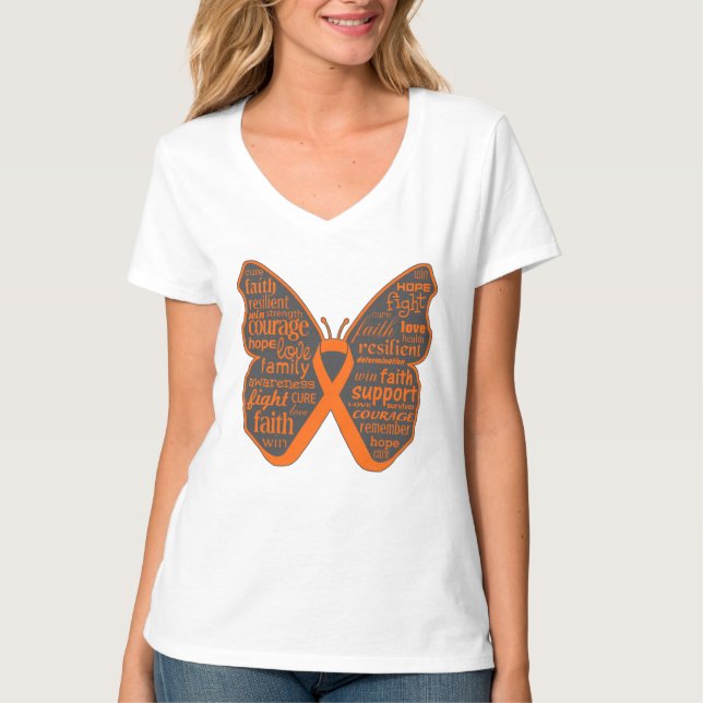 Leukemia Butterfly Collage of Ord Tee Shirt (Framsida)