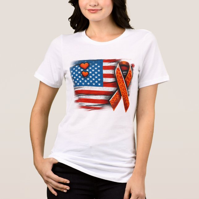 Leukemia Cancer Flagga Shirt, Independence day Shi T Shirt (Framsida)