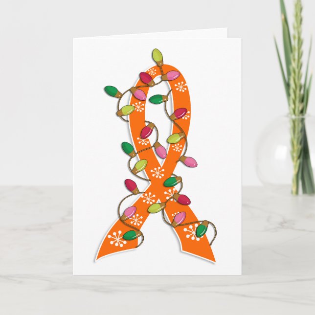 Leukemia Christmas Lights Ribbon Helgkort (Framsida)