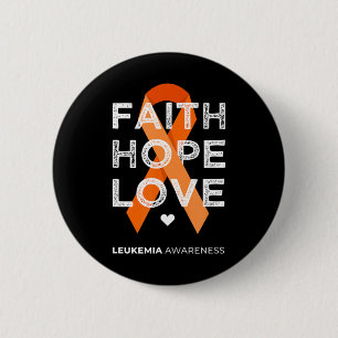 Leukemia Faith Hope Kärlek Orange Ribbon Leukemia  Knapp