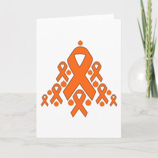 Leukemia jul Ribbon Träd Helgkort (Framsida)
