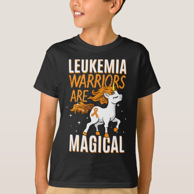 Leukemia Krigare Magisk Enhörning Orange Band Klän T Shirt (Framsida)