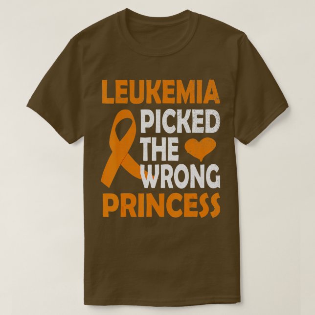 Leukemia Picked The Wrong Princess orange Awarenes T Shirt (Design framsida)
