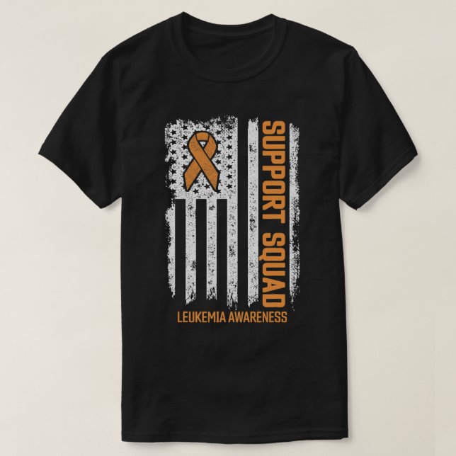 Leukemia Survivor Flagga Support Squad Leukemia Ca T Shirt (Design framsida)
