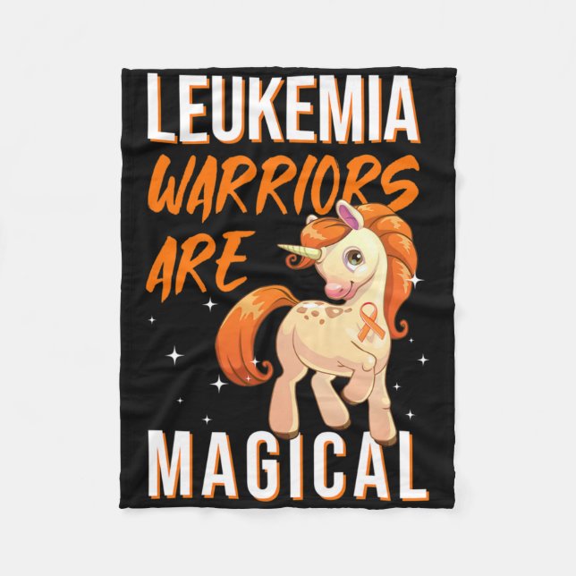 Leukemia Warrior Magic Unicorn Orange Ribbon Hem Fleecefilt (Framsidan)