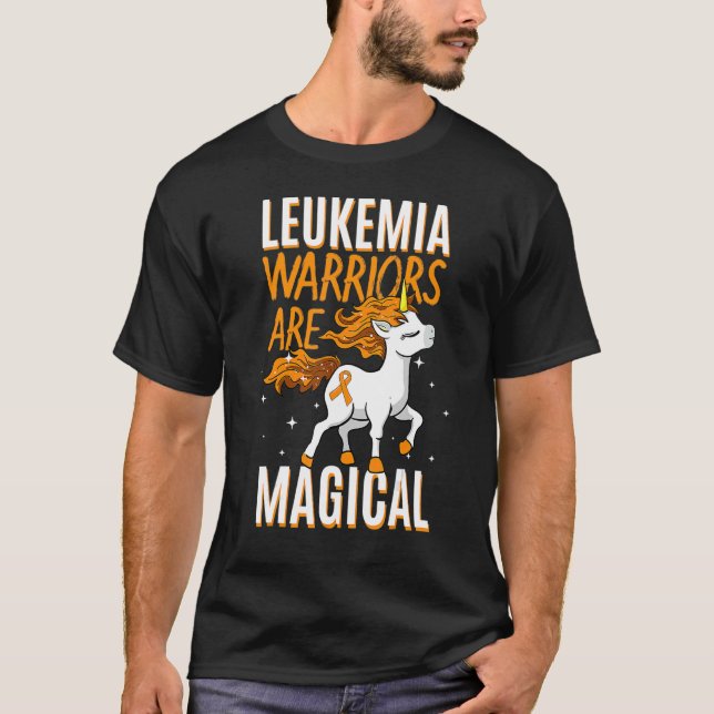 Leukemia Warrior Magic Unicorn Orange Ribbon Hem T Shirt (Framsida)