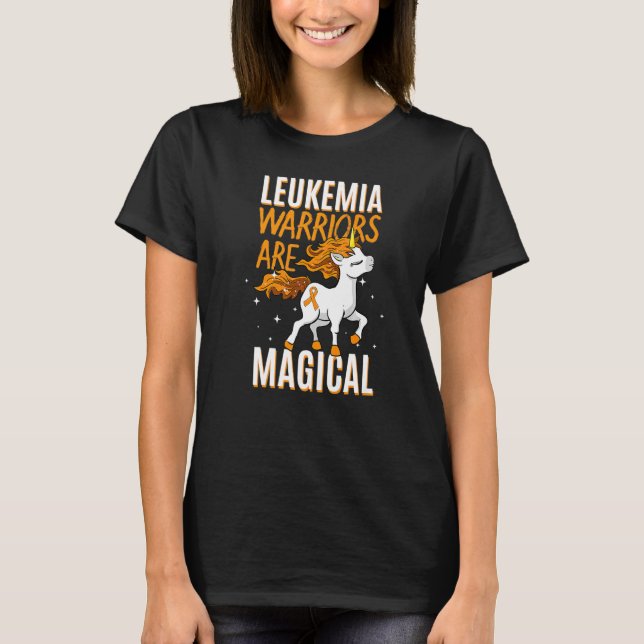 Leukemia Warrior Magical Unicorn Orange Ribbon Hem T Shirt (Framsida)