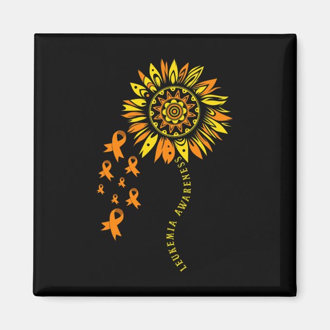 Leukemia Warrior Orange Ribbon Flower Leukemia Awa Magnet (Framsidan)