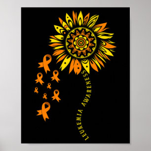 Leukemia Warrior Orange Ribbon Flower Leukemia Awa Poster