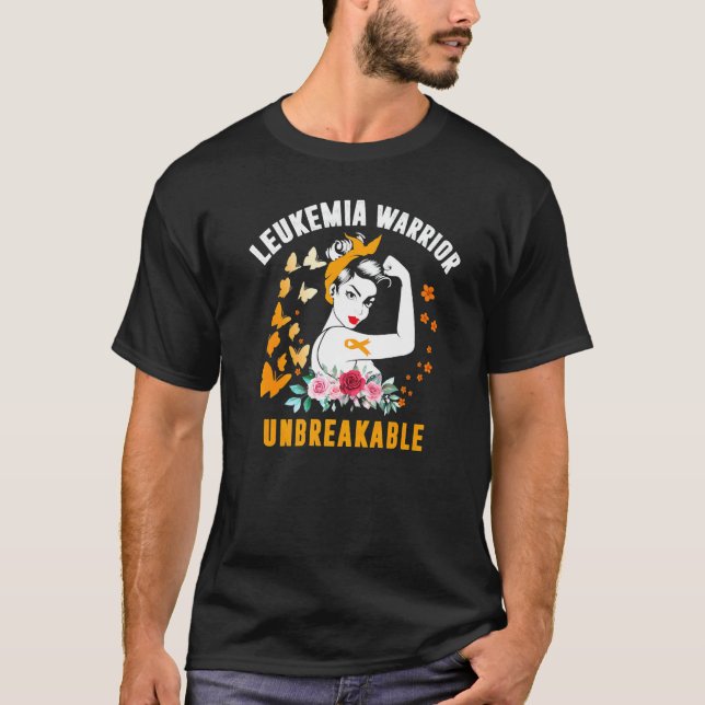 Leukemia Warrior Unbreakable  Awareness   1 T Shirt (Framsida)