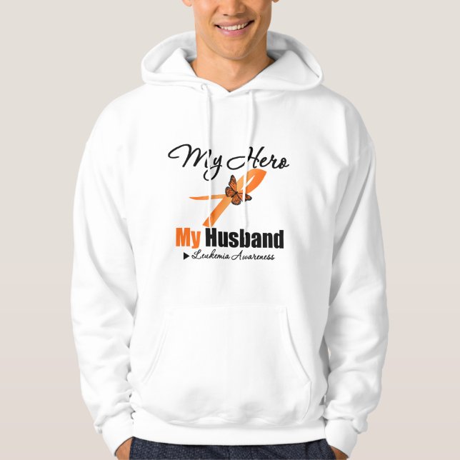 Leukemiaband min HJÄLTE min make Sweatshirt Med Luva (Framsida)