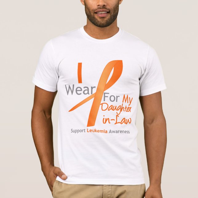Leukemiaen ha på sig jag orange bandsonhustru t-shirt (Framsida)