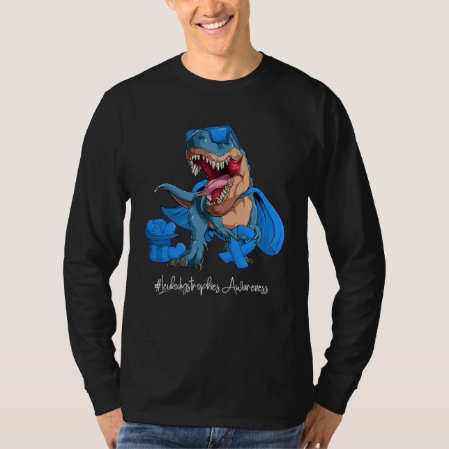 Leukodystrophies Awareness Month Blue Ribbon Trex T Shirt (Framsida)