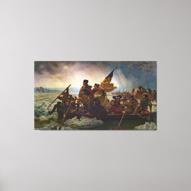 Leutze Washington Crossing Delaware Painting Canvastryck (Framsida)