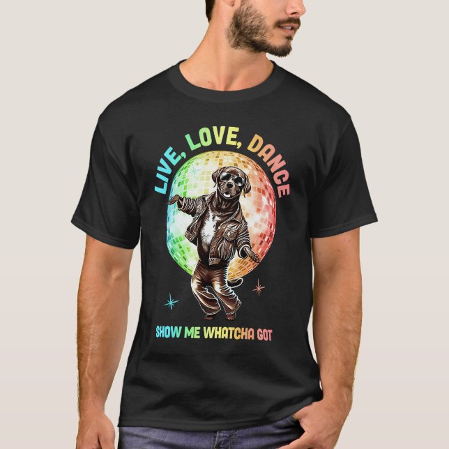 Lev Dansa Disco Labrador Retriever Retro Dans T Shirt (Framsida)