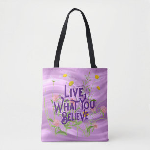 Lev det du tror citera Lila Lilac Blommigt Tygkasse
