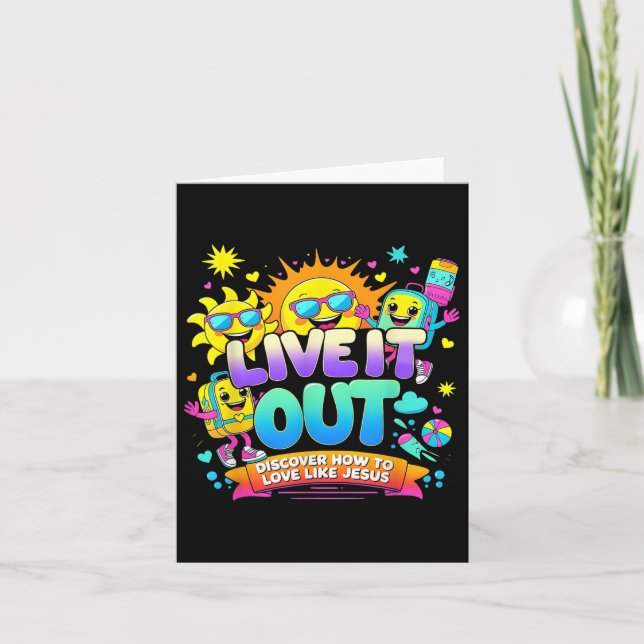 Lev det ut i Kärlek som Jesus Vbs Sommar 2025 Tee Kort (Framsida)