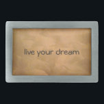 Lev din Dream Copper Metallic Bälte Buckle<br><div class="desc">Lev din Dream Copper Metallic Motivational-citat Bälte Buckle. Bakgrund är en handborstad metallfärg av koppar som ser ut som maskerad metall. Hitta din favorit Live Your Dreams-gåva!</div>