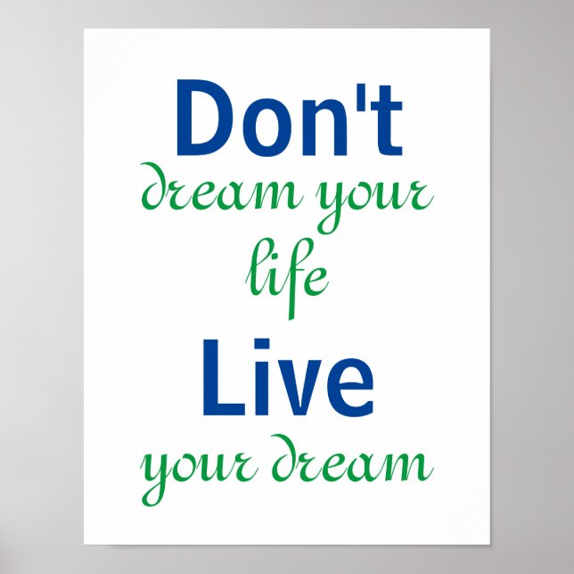 Lev din Dream Motivational Quote Poster (Framsidan)