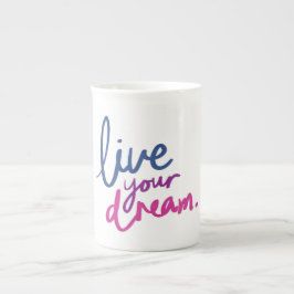 Lev ditt dröm inspirerande citat kaffemugg benporslin mugg
