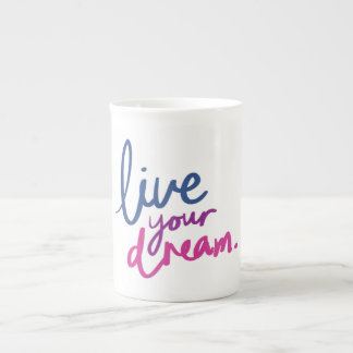 Lev ditt dröm inspirerande citat kaffemugg benporslin mugg