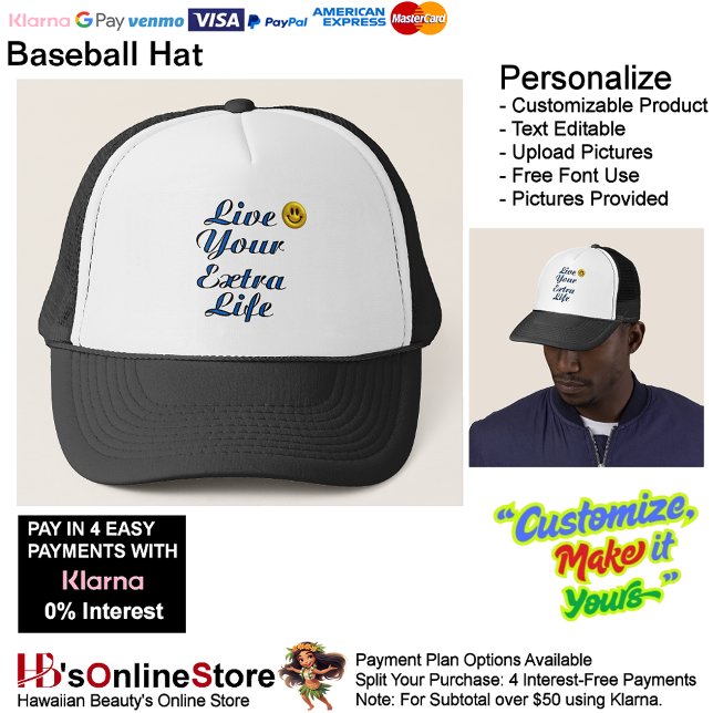 Lev Ditt Extra Liv Hatt Keps (Live Your Extra Life Hat Baseball Trucker Hat.
)