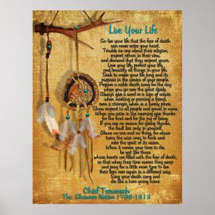 "Lev ditt liv" av Chief Tecumseh Dreamcatcher Poster