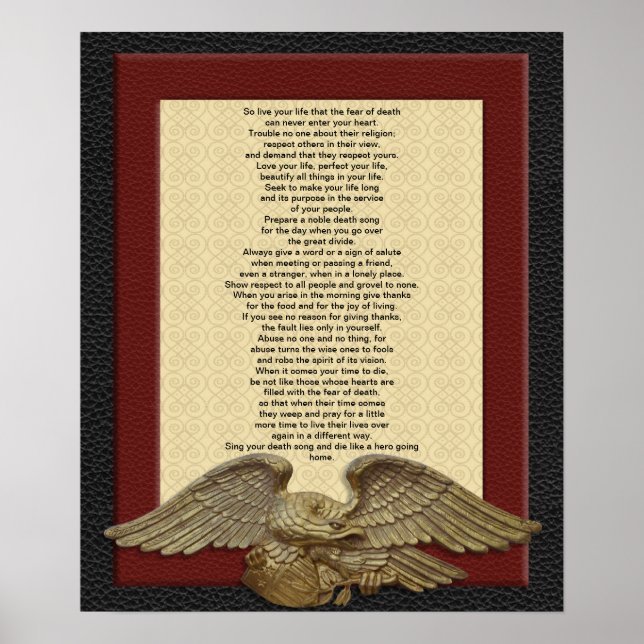 "Lev ditt liv", chef Tecumseh med guld örn Poster (Framsidan)