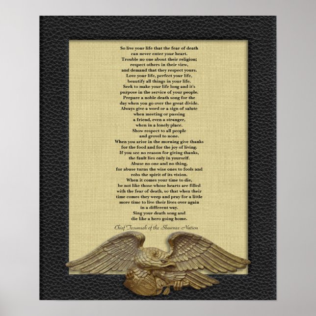 Lev ditt liv, Chief Tecumseh guld eagle Poster (Framsidan)