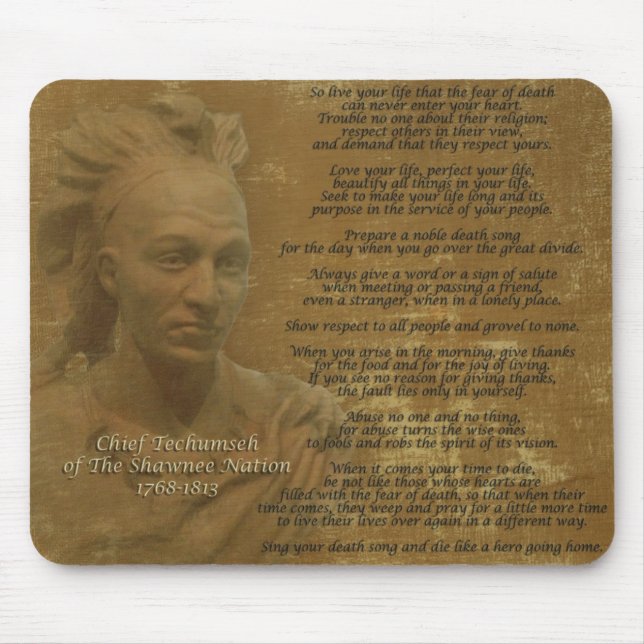 "Lev ditt liv" Chief Tecumseh mousepad Musmatta (Framsidan)
