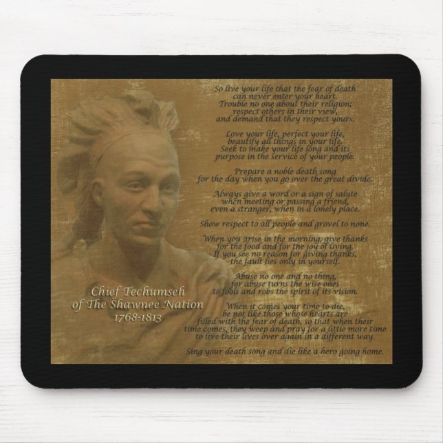"Lev ditt liv" Chief Tecumseh mousepad Musmatta (Framsidan)