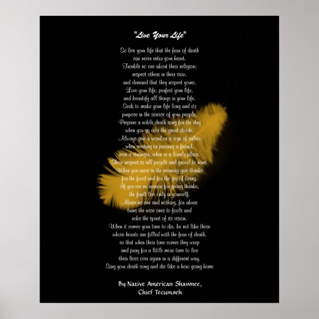 "Lev ditt liv" Golden-ludd av Chief Tecumseh Poster (Framsidan)