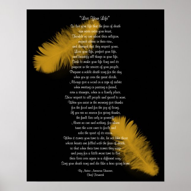 "Lev ditt liv" Golden-ludd av Chief Tecumseh Poster (Framsidan)