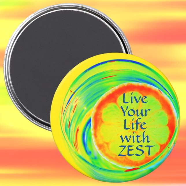 Lev ditt liv med Zest Psychedelic Retro Pop Art Magnet (Skapare uppladdad)