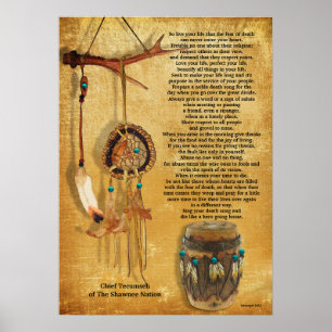 "Lev ditt liv" Tecumseh Dreamcatcher och Drum Poster