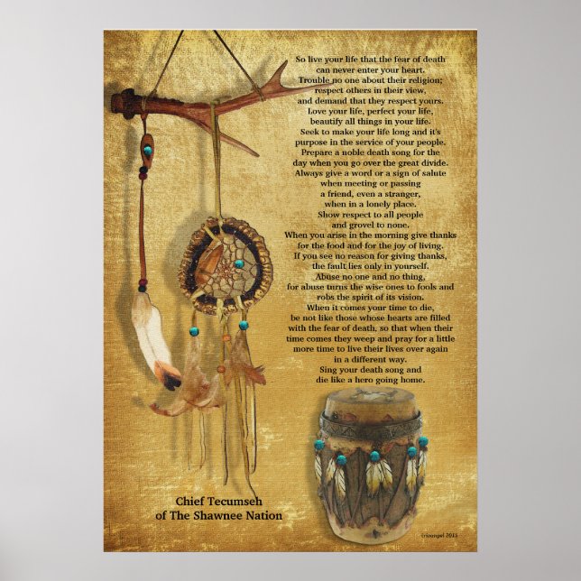"Lev ditt liv" Tecumseh Dreamcatcher och Drum Poster (Framsidan)