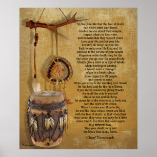 "Lev ditt liv" Tecumseh Dreamcatcher och Drum Poster