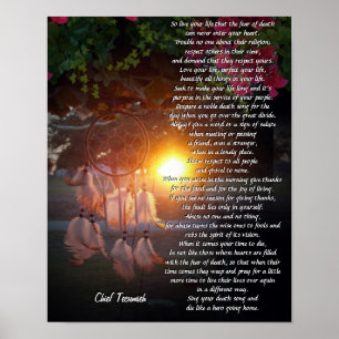 "Lev ditt liv" Tecumseh Dreamcatcher sunset Poster