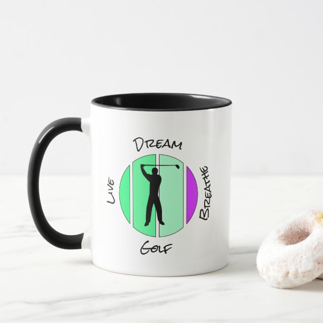 Lev, dröm, andas golf mugg (Med munk)
