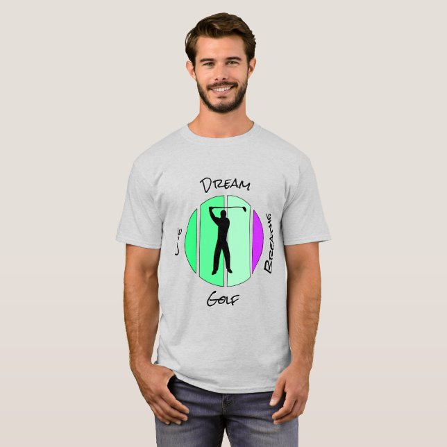 Lev, dröm, andas golf t shirt (Hel framsida)