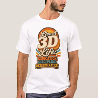Lev ett 3D-liv Retro inspirerande design T Shirt