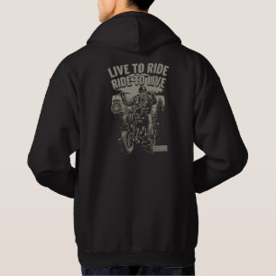 Lev för att cykla cykla för att leva Skäggig Biker Hoodie