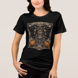 Lev för att cykla Halloween -Samurai Oni Biker Est T Shirt