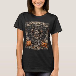 Lev för att rida Halloween -Samurai Oni Biker Est T Shirt