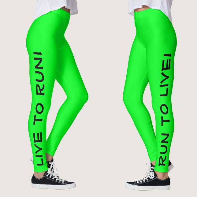 Lev för att springa! Spring för att leva! Ljus Lim Leggings (Right Side/Left Side)