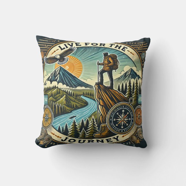 "Lev för resan" Dekorativ kudde (Framsida)