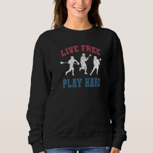 Lev Fri Spela Hårt Lacrosse Spelare Lax Grafisk T Shirt