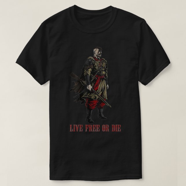 Lev gratis eller Die Cossack-krigare T Shirt (Design framsida)