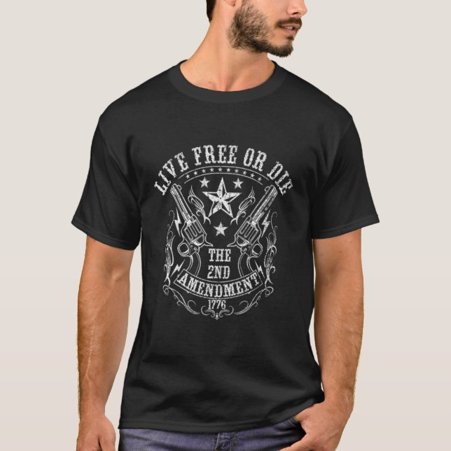Lev gratis eller dö den andra ändringen 1776 t shirt (Framsida)